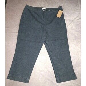 Coldwater Creek Sz W18 Natural Waist Bi Stretch Denim Crop Side Zip Pants